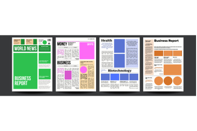 Newspaper Vector. Realistic Pages Template. News Page Layout. Columns And Photos. Illustration