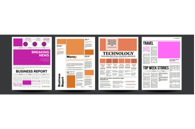 Newspaper Vector. Magazine Mockup Template. News Paper Tabloid Page Article. Breaking. Illustration