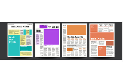 Newspaper Vector. Blank Daily Newspaper. Headline News. Reportage Information. Illustration