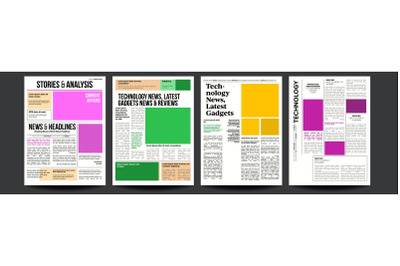 Newspaper Vector. With Text And Images. Daily Opening News Text Articles. Press Layout. Illustration