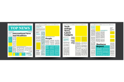 Newspaper Vector. Magazine Mockup Template. News Paper Tabloid Page Article. Breaking. Illustration