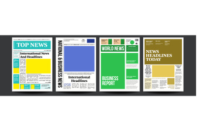 Newspaper Cover Set Vector. Abstract News Template. Blank Page Spaces For Images. Breaking. Realistic Pages Template. Page Layout. Columns And Photos. Illustration