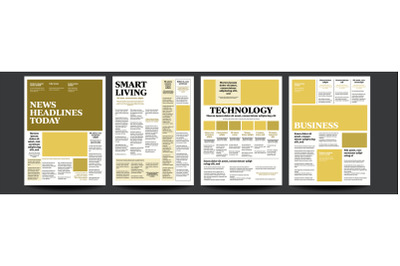 Newspaper Vector. With Text And Images. Daily Opening News Text Articles. Press Layout. Illustration