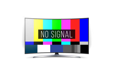 No Signal TV Test Vector. Lcd Monitor. Flat Screen TV. Television Colored Bars Signal. SMPTE Color bars