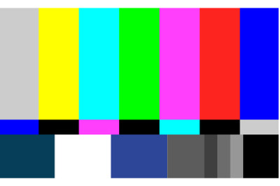 No Signal TV Test Pattern Vector. Television Colored Bars Signal. Introduction And The End Of The TV Programming. SMPTE Color Bars Illustration.