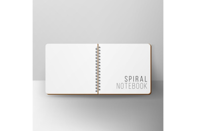 Opened Notepad Blank Vector. 3D Realistic Notebook Mockup. Blank Notebook With Clean Cover