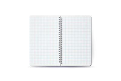 Opened Notebook With Coil Spiral. Vector Spiral Notepad. Clean Mock Up For Your Design. Vector illustration