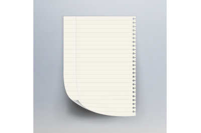 Notebook Paper With Torn Edge Vector Illustration. Realistic Commercial Vertical Background.