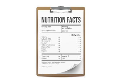 Nutrition Facts Vector. Blank, Template. Serving. Healthy. Fitness Healthy Dietary Supplement. Illustration