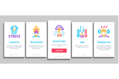 Stress And Depression Onboarding Elements Icons Set Vector