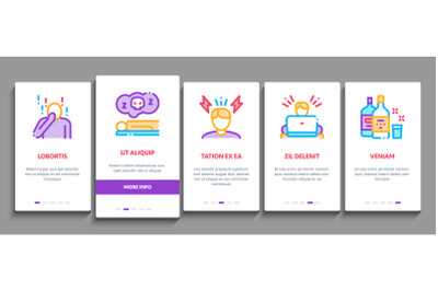 Stress And Depression Onboarding Elements Icons Set Vector
