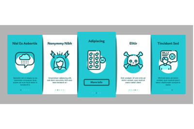 Stress And Depression Onboarding Elements Icons Set Vector