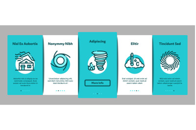 Tornado And Hurricane Onboarding Elements Icons Set Vector