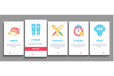 Baseball Game Tools Onboarding Elements Icons Set Vector