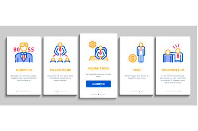 Boss Leader Company Onboarding Elements Icons Set Vector