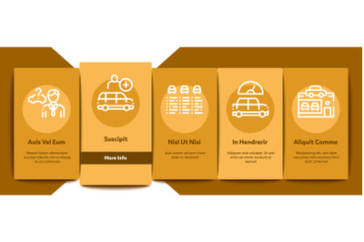 Car Dealership Shop Onboarding Elements Icons Set Vector