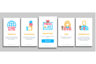 Journalist Reporter Onboarding Elements Icons Set Vector