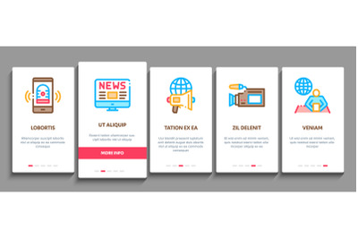 Journalist Reporter Onboarding Elements Icons Set Vector