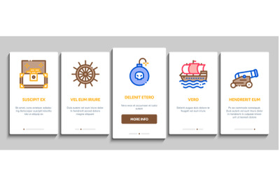 Pirate Sea Bandit Tool Onboarding Elements Icons Set Vector