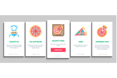 Pizza Delicious Food Onboarding Elements Icons Set Vector