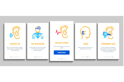 Hearing Human Sense Onboarding Elements Icons Set Vector