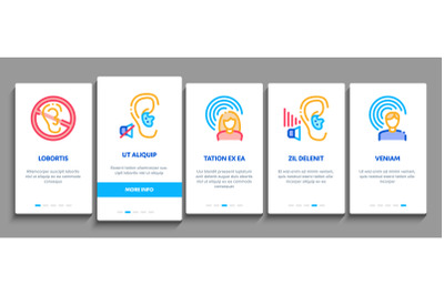 Hearing Human Sense Onboarding Elements Icons Set Vector