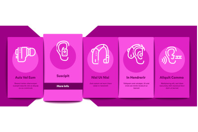 Hearing Human Sense Onboarding Elements Icons Set Vector