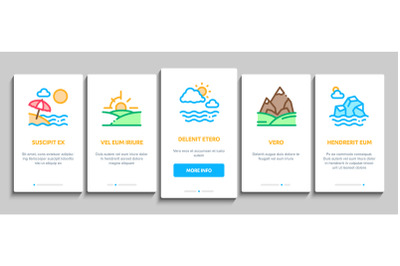 Landscape Travel Place Onboarding Elements Icons Set Vector