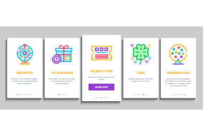 Lottery Gambling Game Onboarding Elements Icons Set Vector