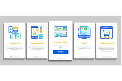 Online Doctor Advice Onboarding Elements Icons Set Vector