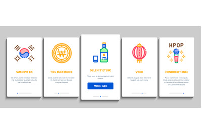 Korea Traditional Onboarding Elements Icons Set Vector
