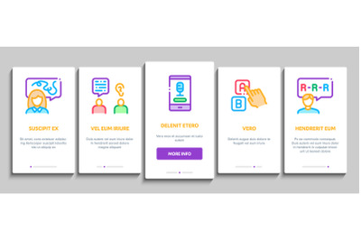 Speech Therapist Help Onboarding Elements Icons Set Vector