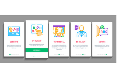 Speech Therapist Help Onboarding Elements Icons Set Vector