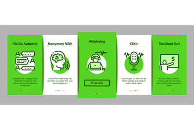 Speech Therapist Help Onboarding Elements Icons Set Vector