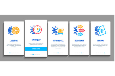 Speed Fast Motion Onboarding Elements Icons Set Vector
