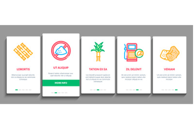 Sugar Cane Agriculture Onboarding Elements Icons Set Vector