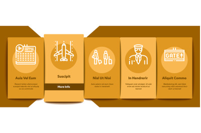 Airline And Airport Onboarding Elements Icons Set Vector