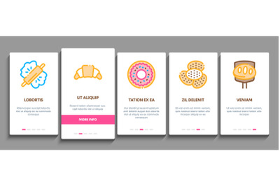 Bakery Tasty Food Onboarding Elements Icons Set Vector