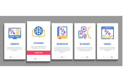 Interpreter Translator Onboarding Elements Icons Set Vector