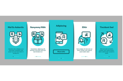 Interpreter Translator Onboarding Elements Icons Set Vector