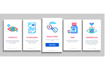 Optometry Medical Aid Onboarding Elements Icons Set Vector