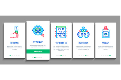 Optometry Medical Aid Onboarding Elements Icons Set Vector