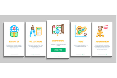 Topography Research Onboarding Elements Icons Set Vector