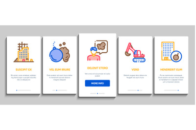 Demolition Building Onboarding Elements Icons Set Vector