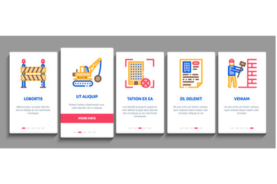 Demolition Building Onboarding Elements Icons Set Vector