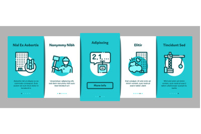 Demolition Building Onboarding Elements Icons Set Vector