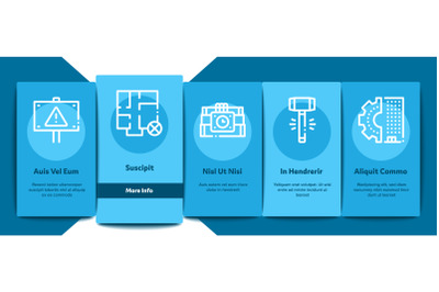 Demolition Building Onboarding Elements Icons Set Vector