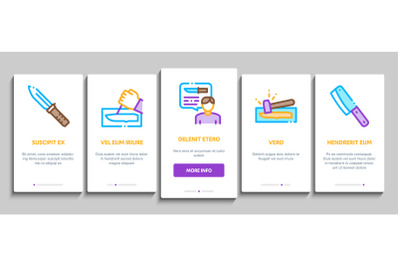 Knife Making Utensil Onboarding Elements Icons Set Vector