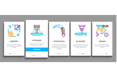 Knife Making Utensil Onboarding Elements Icons Set Vector