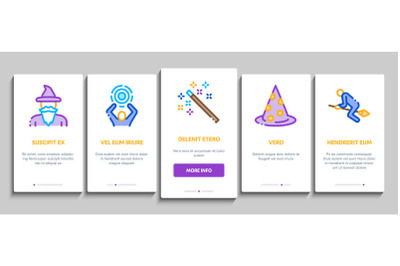 Wizard Magic Onboarding Elements Icons Set Vector